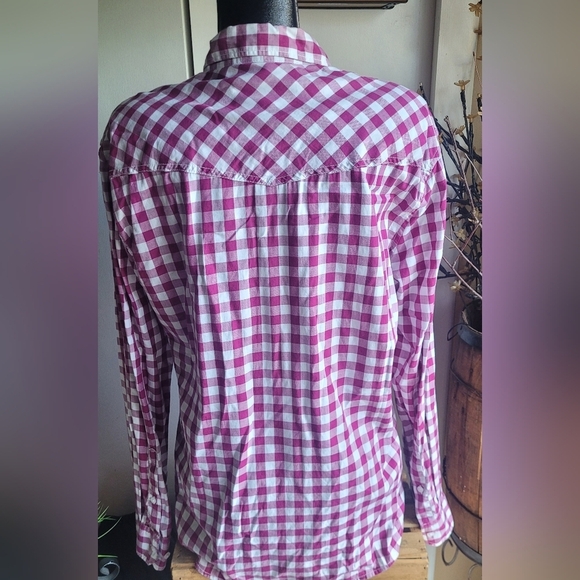 Mexx Purple and White Button Up Checkered Shirt L - Picture 4 of 6